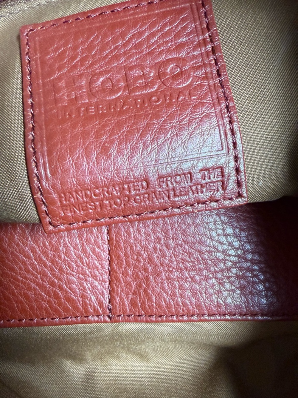 HOBO Red Leather Shoulder Bag with Brass Rings - Picture 6 of 11
